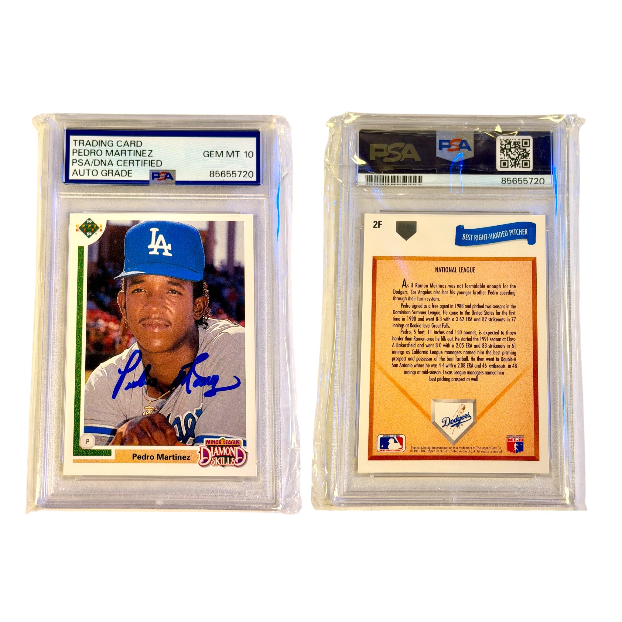 1991 UPPER DECK FINAL EDITION #2F PEDRO MARTINEZ GEM MINT PSA 10 AUTO GRADE (GC)