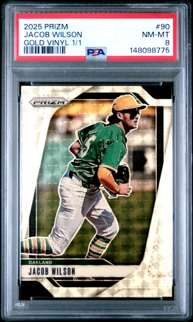 2025 PRIZM JACOB WILSON GOLD VINYL 1/1 #90 PSA 8 (TK)