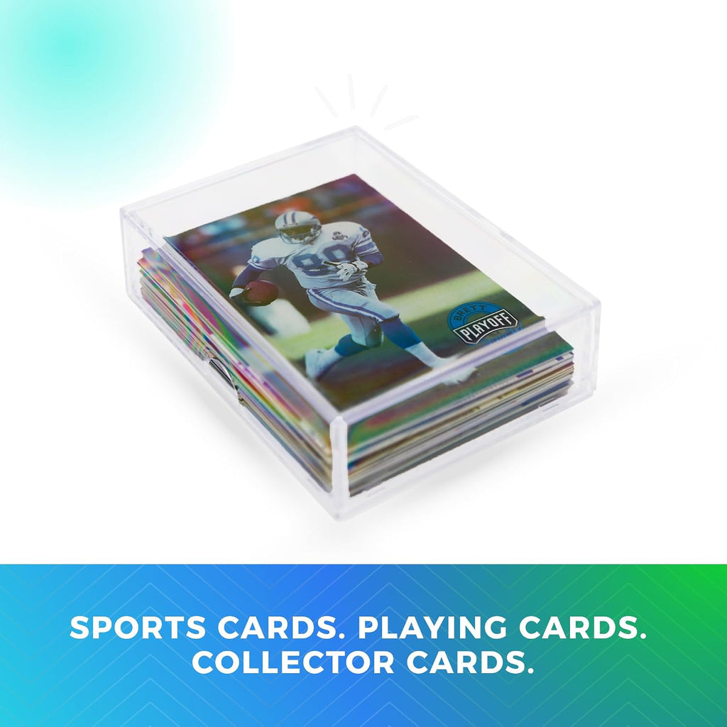 Clear Acrylic Card Storage Boxes with Lids – Holds 52 Playing Cards or 50 Standard Trading Cards Each, Stackable Organizer for Sports & TCG Cards (Unsleeved)