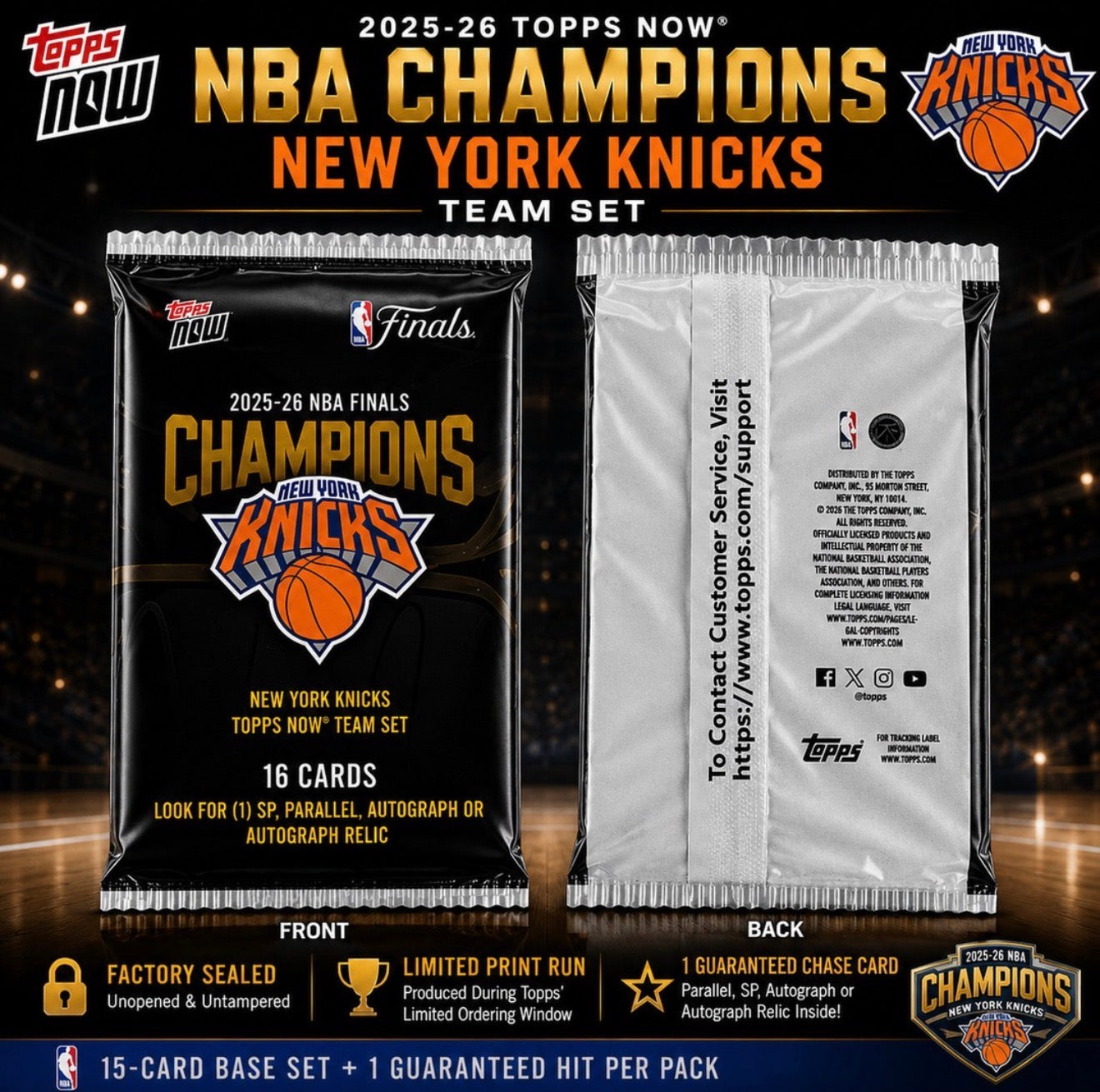 2025-26 Topps Now NBA Finals Champions New York Knicks 16-Card Team Set (Look for (1) SP, Parallel, Auto or Auto Relic)