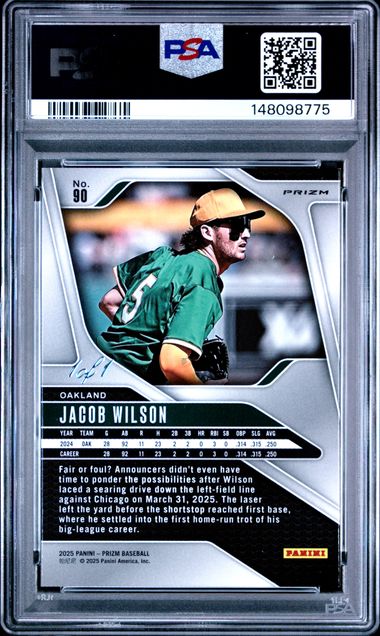 2025 PRIZM JACOB WILSON GOLD VINYL 1/1 #90 PSA 8 (TK)