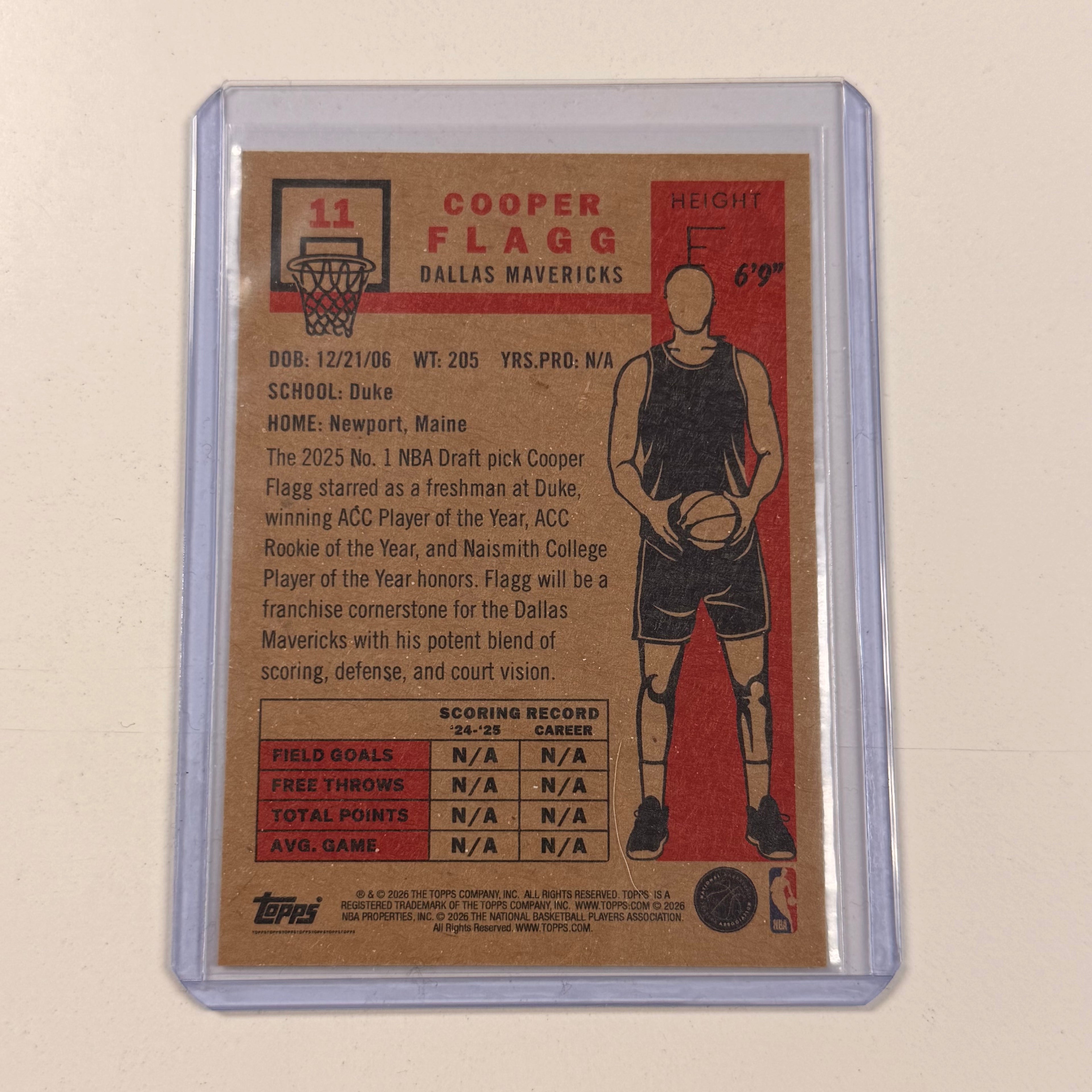 2026 Topps Now Cooper Flagg #11 RC Rookie 1st Overall Pick BASE Card (1 of 123,650)