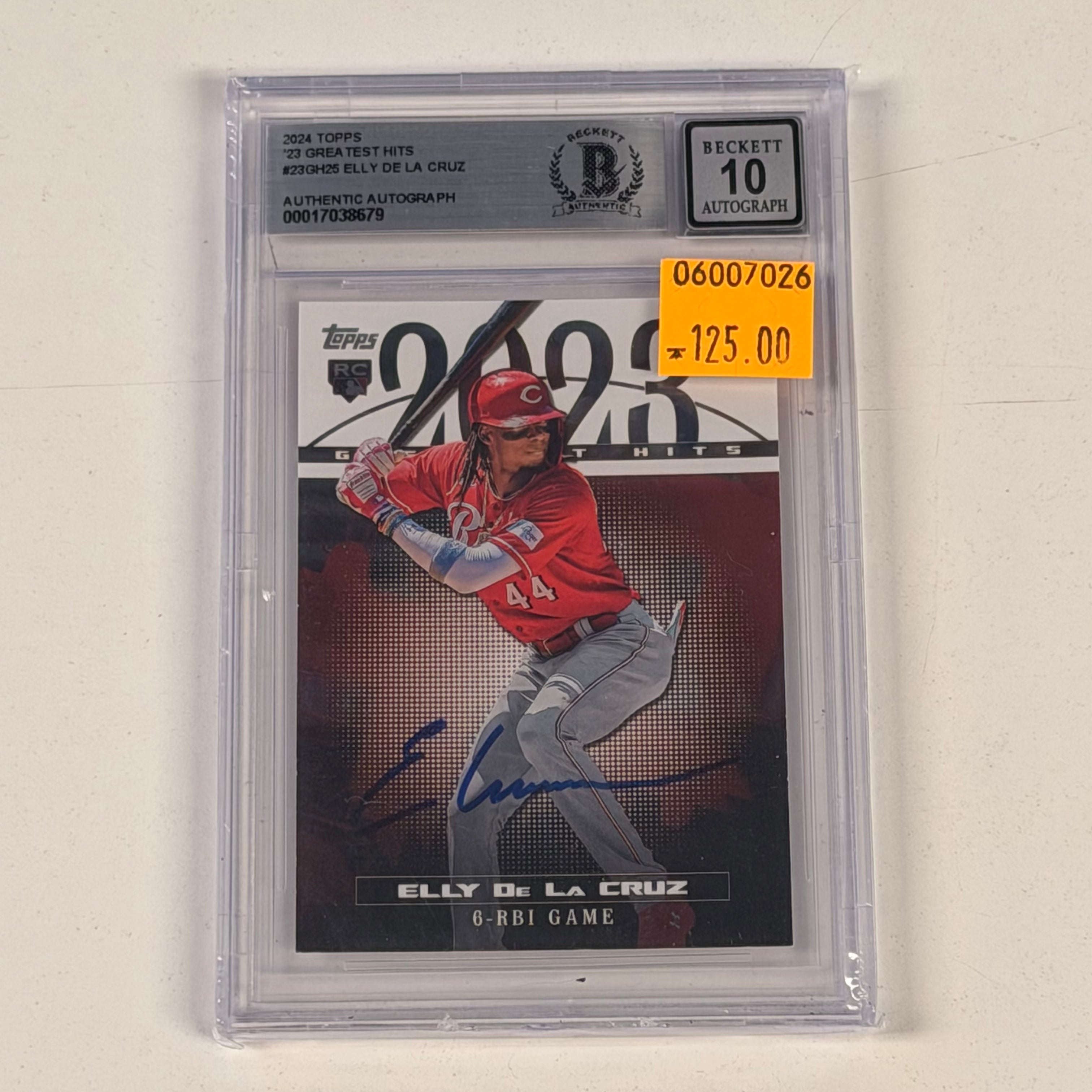 2024 TOPPS ‘23 GREATEST HITS #23GH25 ELLY DE LA CRUZ BAS 10 AUTO (TSR)