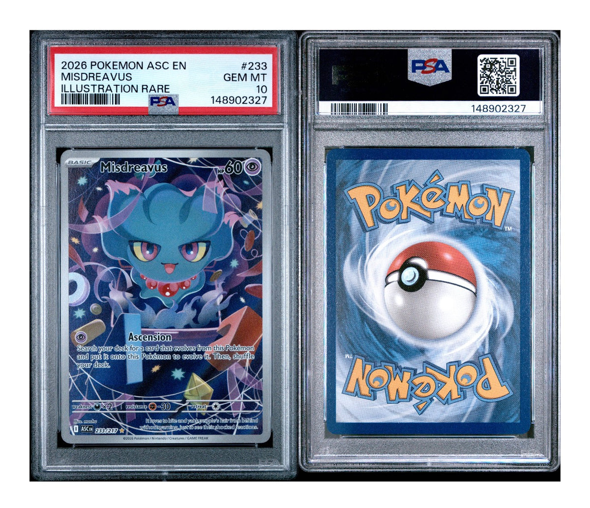 POKEMON ASC EN-ASCENDED HEROES #233 MISDREAVUS ILLUSTRATION RARE PSA 10