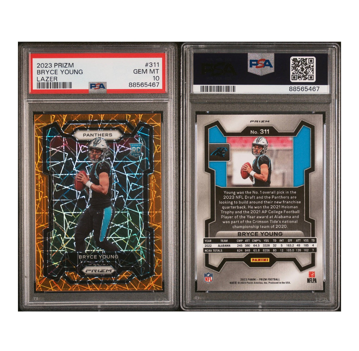 2023 PANINI PRIZM #311 BRYCE YOUNG LAZER PRIZM PSA 10 (SY)