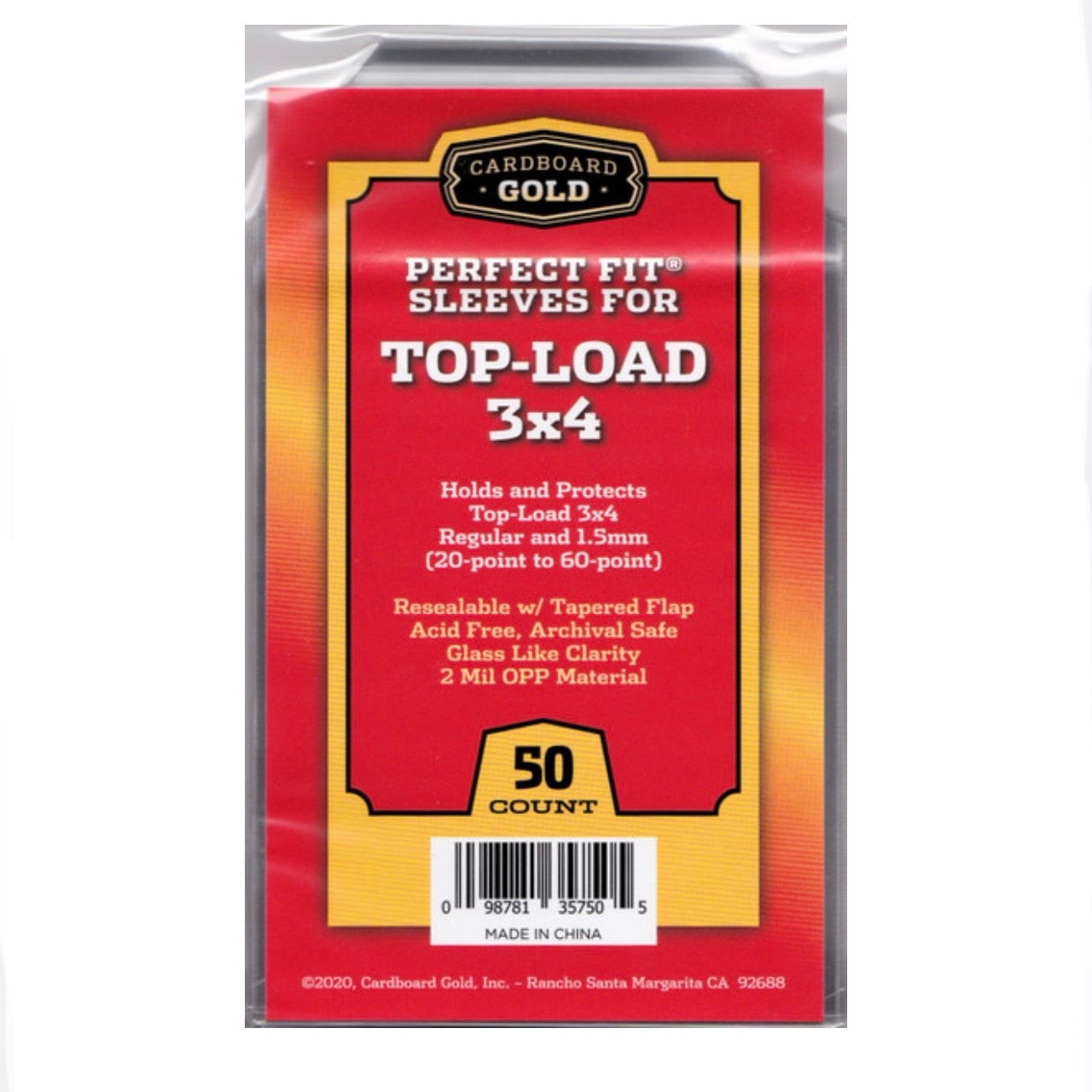 CBG Perfect Fit Resealable Sleeves for 20pt-60pt Cards (50ct Pack)