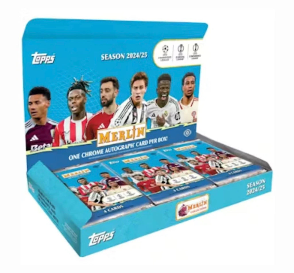 2024-25 Topps Chrome Merlin UEFA Club Competitions Soccer Hobby Pack (12/19)