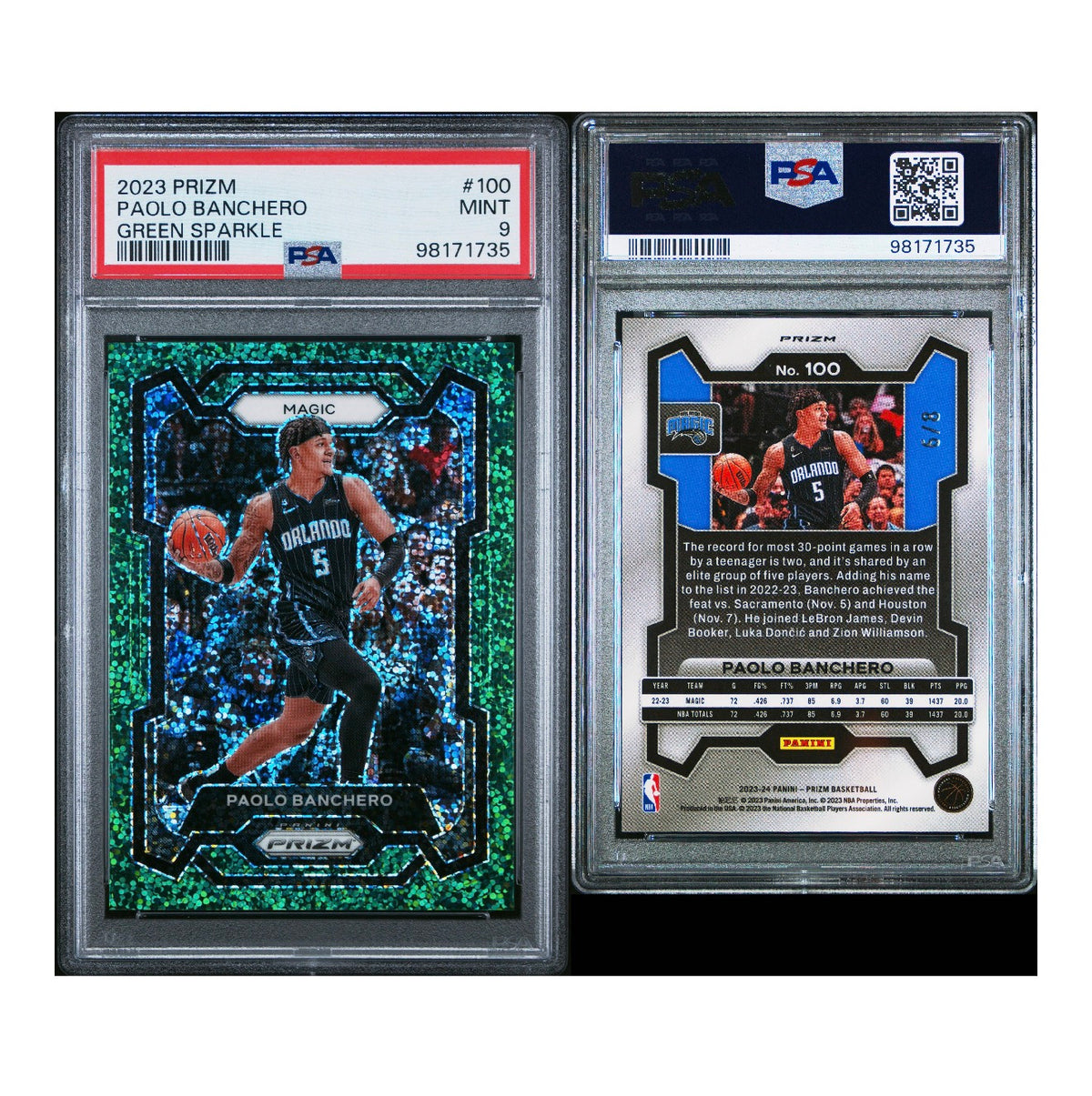 2023-24 PANINI PRIZM #100 PAOLO BANCHERO GREEN SPARKLE 6/8 (JC)