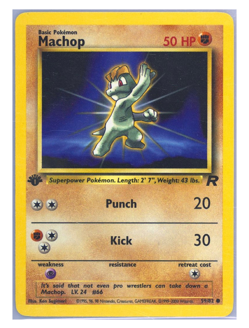 2000 POKEMON ROCKET #59 MACHOP 1ST EDITION PSA 10