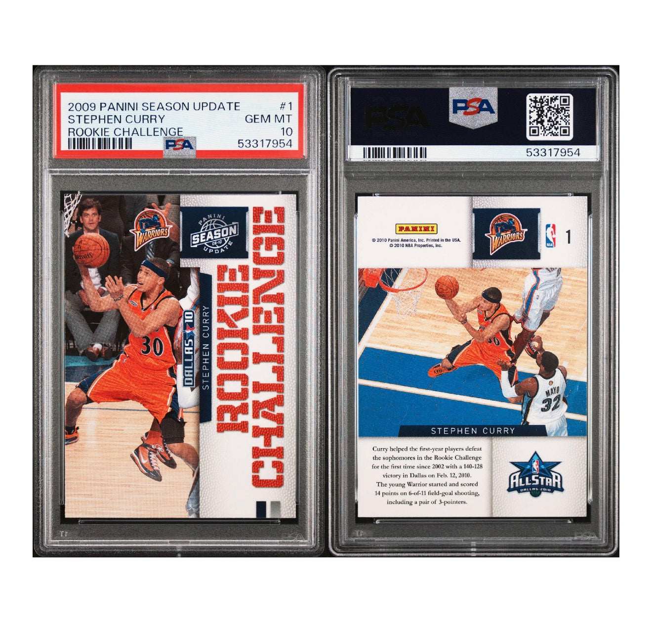 2009 PANINI SEASON UPDATE ROOKIE CHALLENGE #1 STEPHEN CURRY ROOKIE CHALLENGE PSA 10