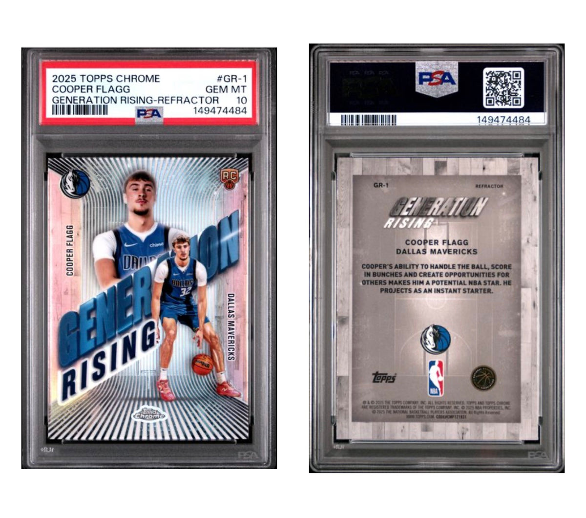 2025 TOPPS CHROME GENERATION RISING #GR-1 COOPER FLAGG GENERATION RISING-REFRACTOR PSA 10 (JC)