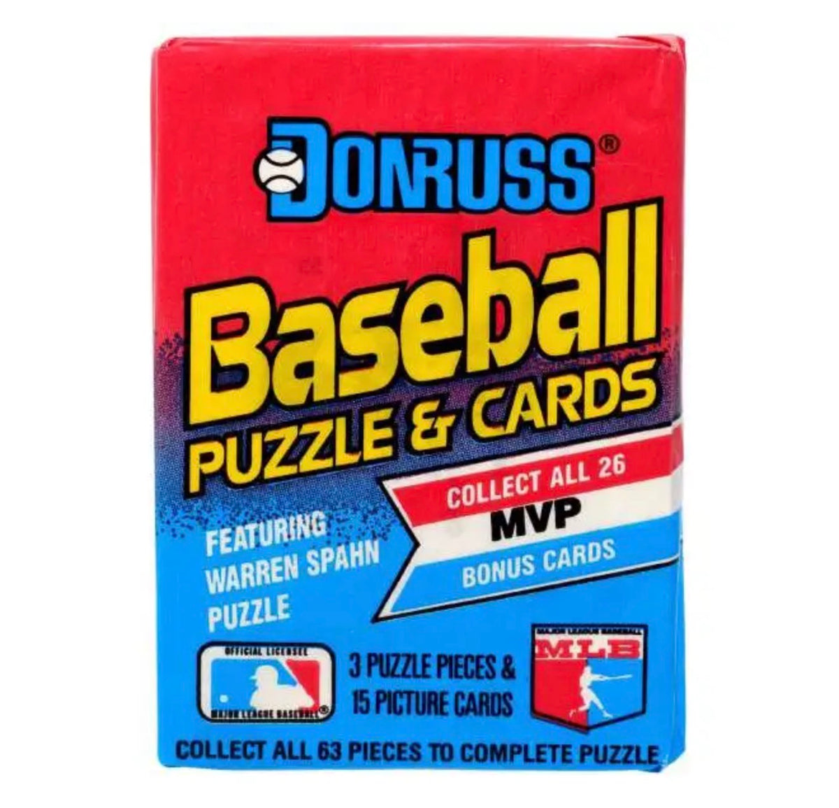 1989 Donruss Baseball Trading Card WAX Pack (15 Cards & 3 Puzzle Pieces)