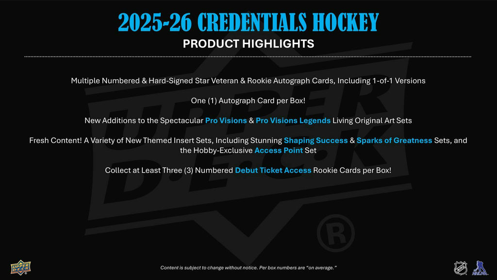 2025-26 Upper Deck Credentials Hockey Hobby Box