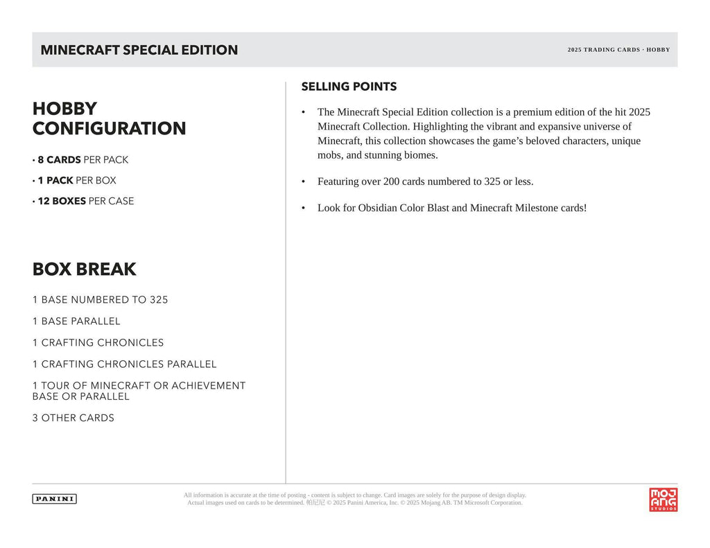 2025 Panini Minecraft Special Edition Hobby Box