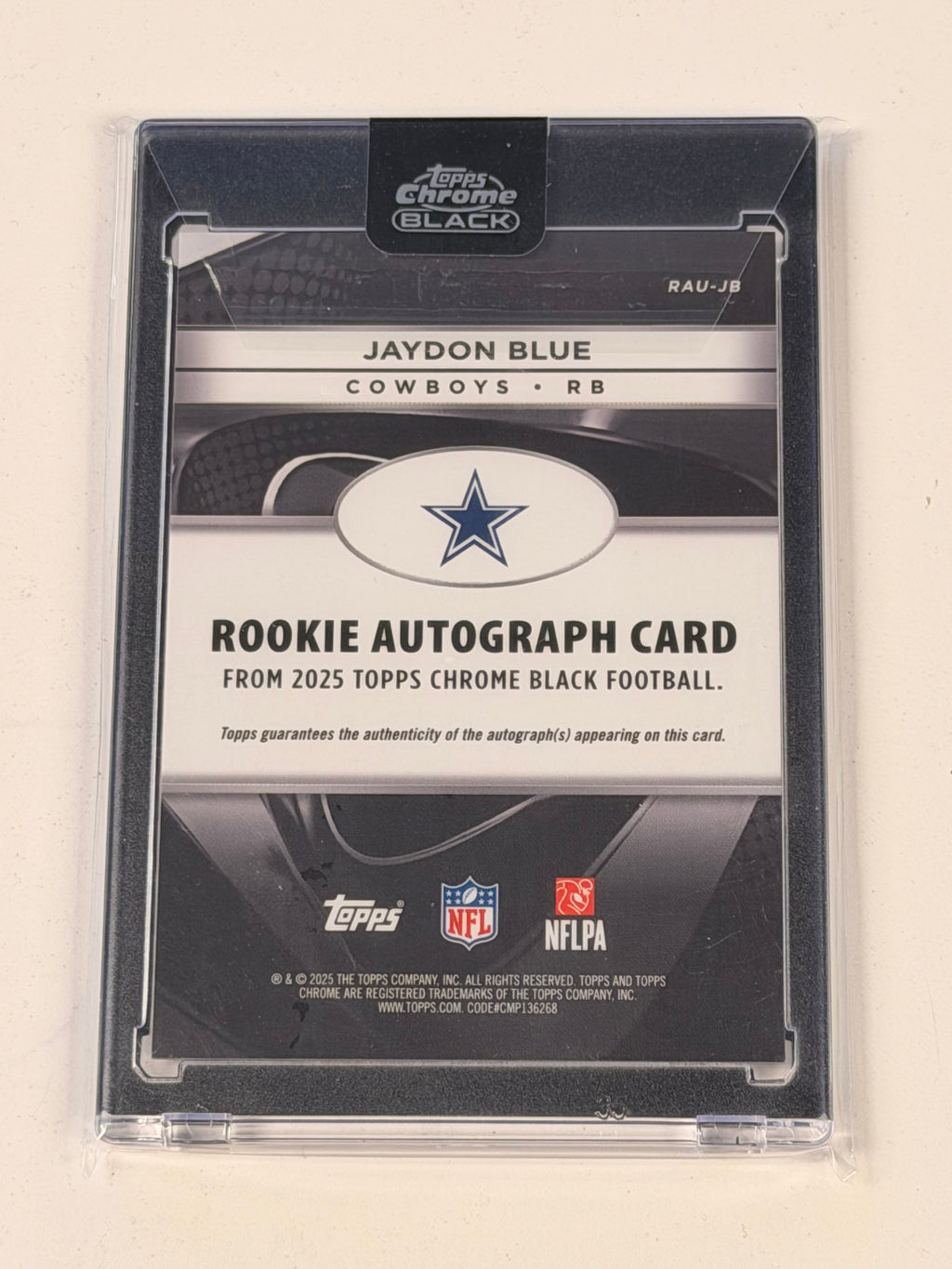 2025 Topps Chrome Black Rookies Jaydon Blue On-Card Auto #RAU-JB Cowboys (SY)