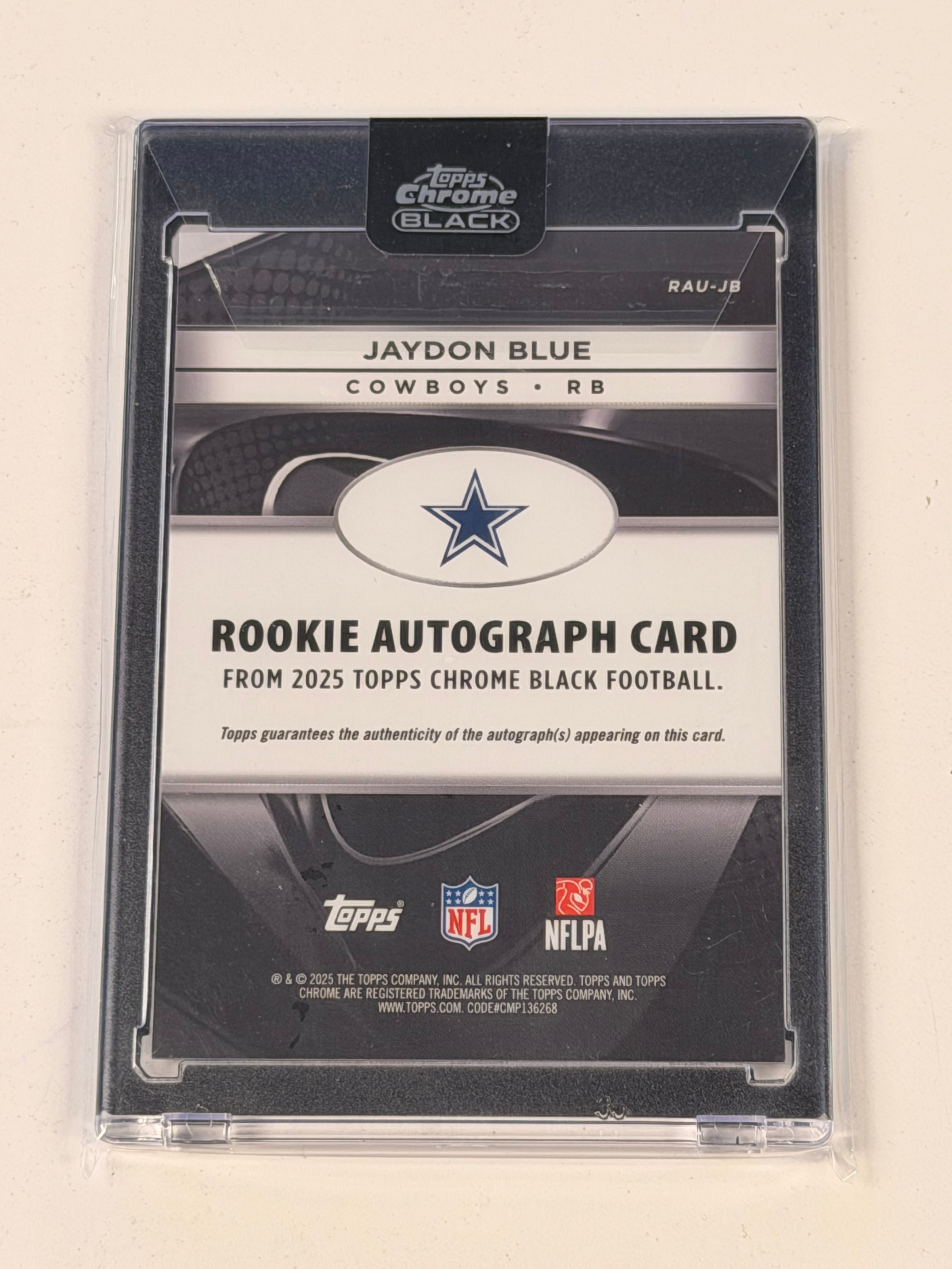 2025 Topps Chrome Black Rookies Jaydon Blue On-Card Auto #RAU-JB Cowboys (SY)
