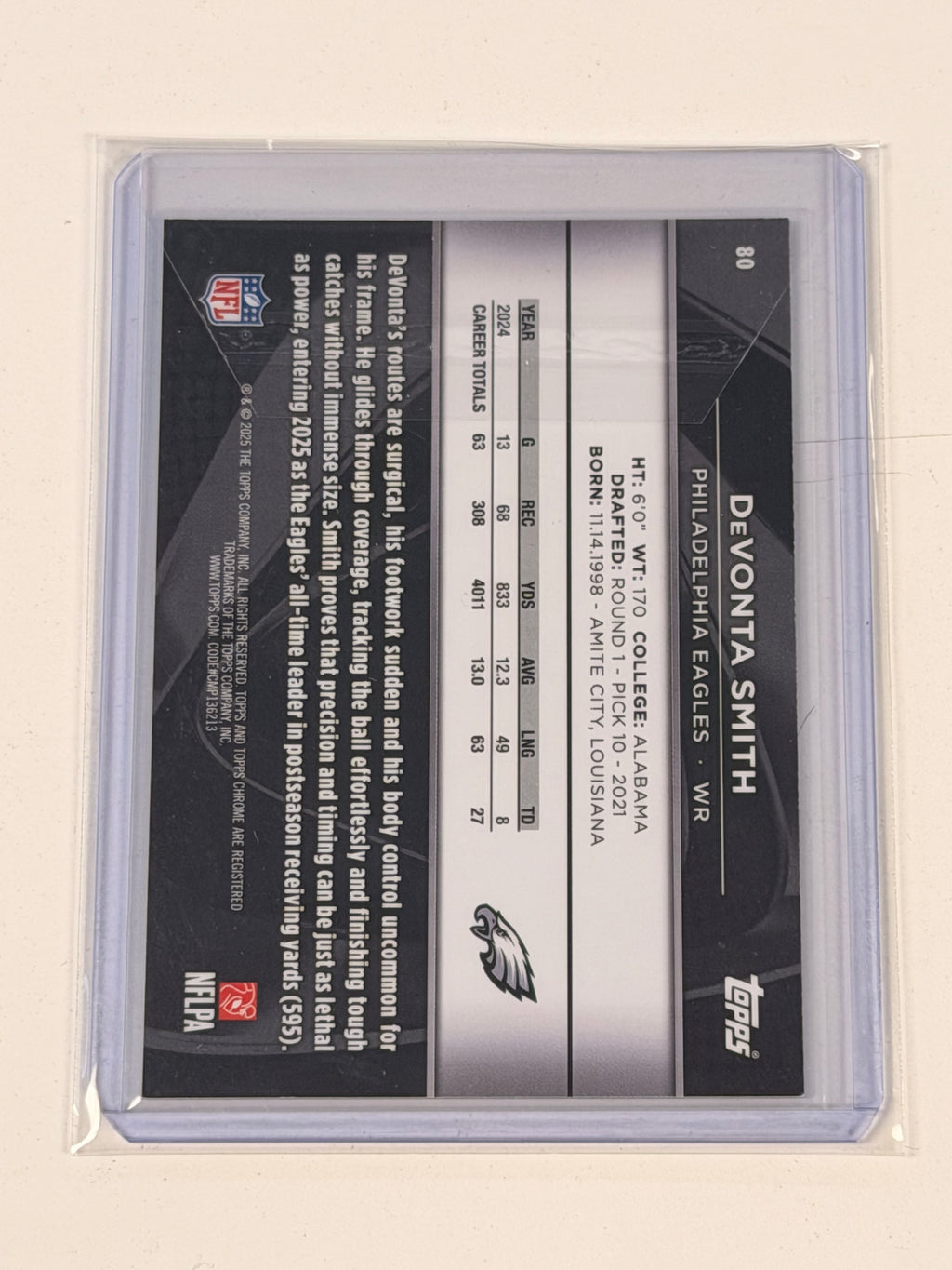 2025 Topps Chrome Black DeVonta Smith #80 Green Eagles (SY)