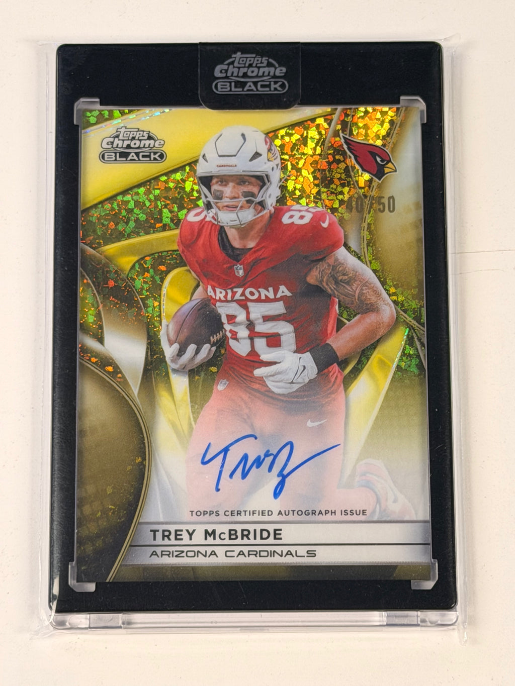 2025 Topps Chrome Black #AU-TM GOLD /50 On-Card Auto Trey McBride (SY)