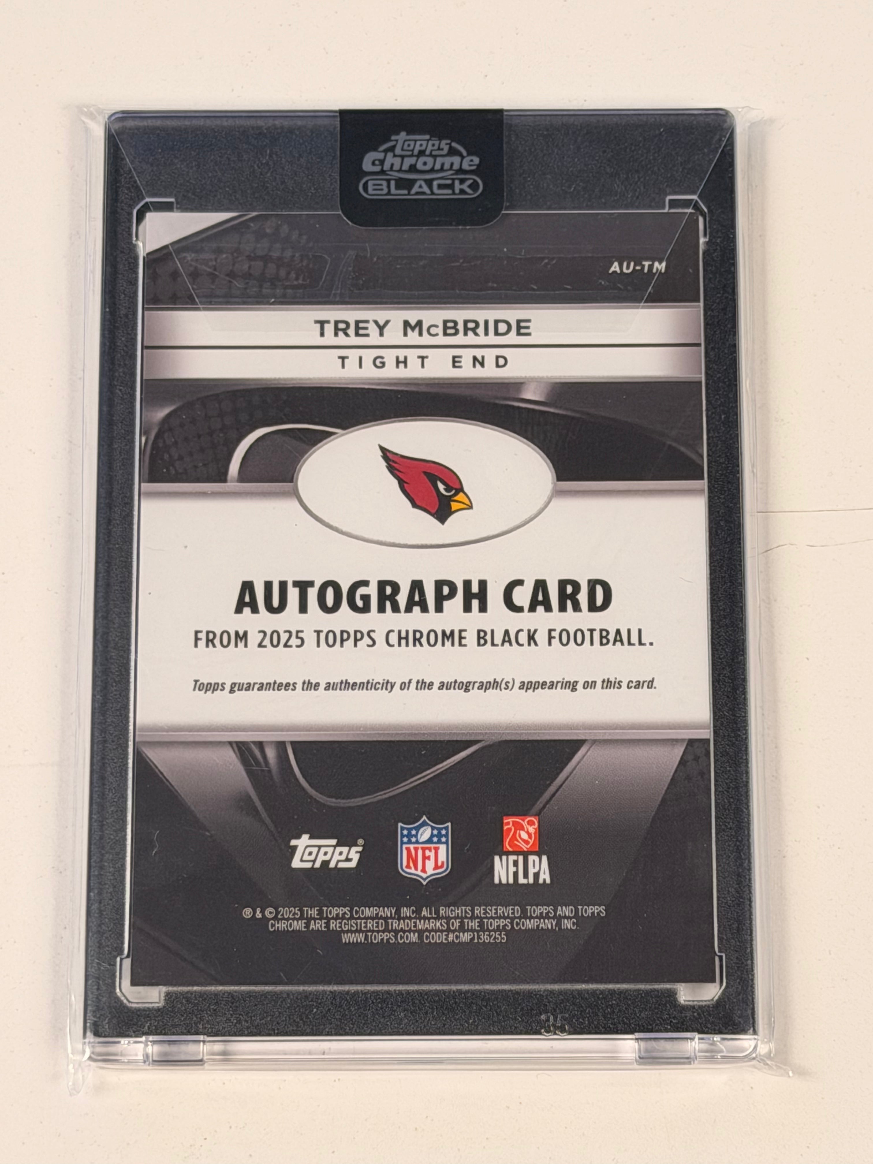 2025 Topps Chrome Black #AU-TM GOLD /50 On-Card Auto Trey McBride (SY)