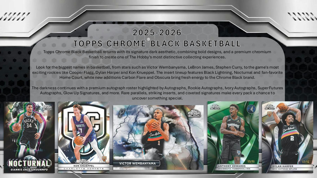2025-26 Topps Chrome Black Basketball Hobby Box (8/27)