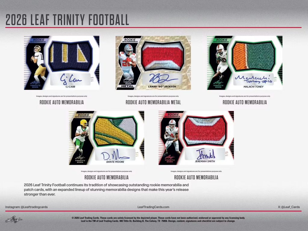 2026 Leaf Trinity Football Hobby Jumbo Box