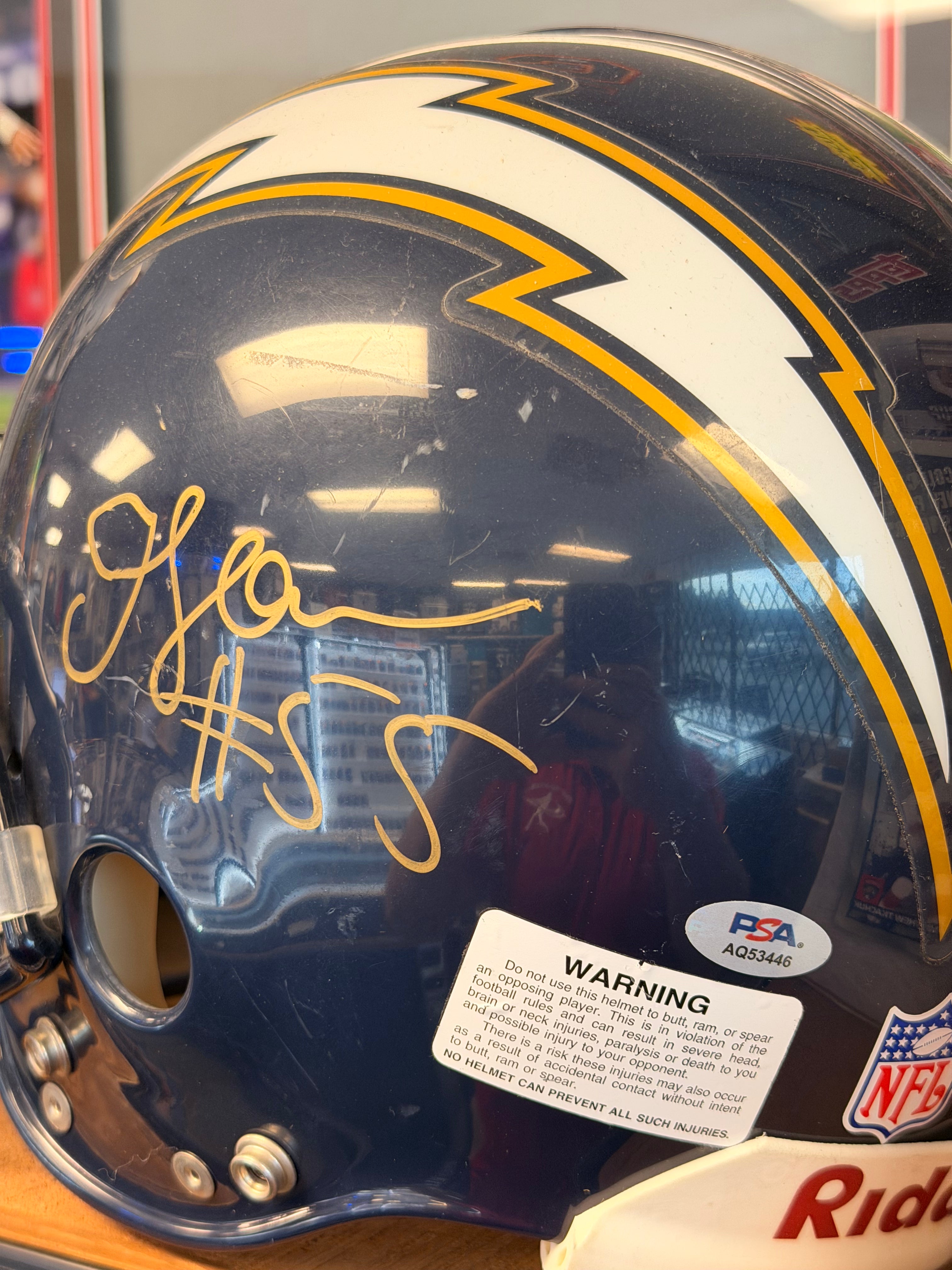 Junior Seau Autographed Chargers Full Size Authentic Helmet w/ BAS COA