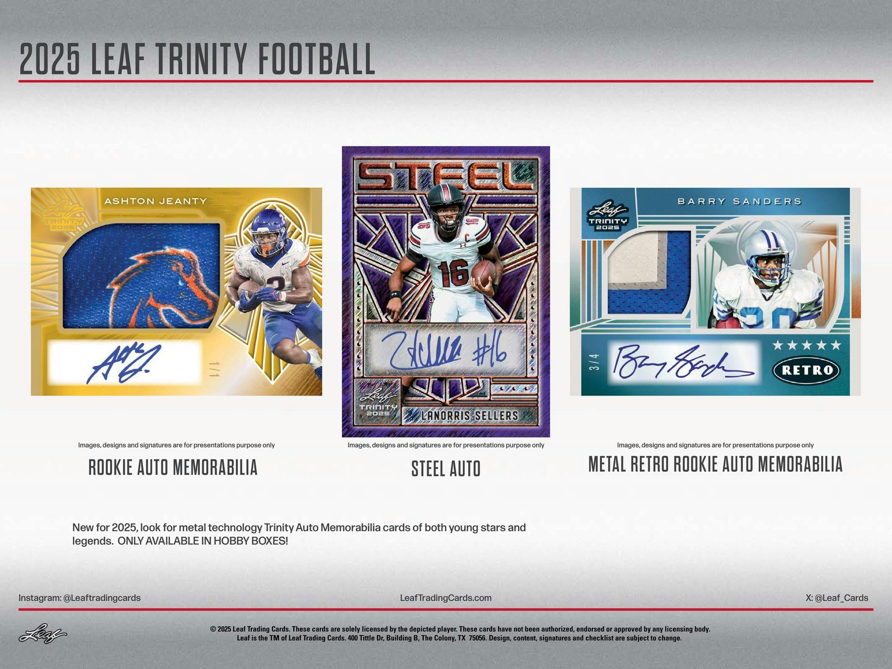 2025 Leaf Trinity Football Hobby Jumbo Box (12/5)