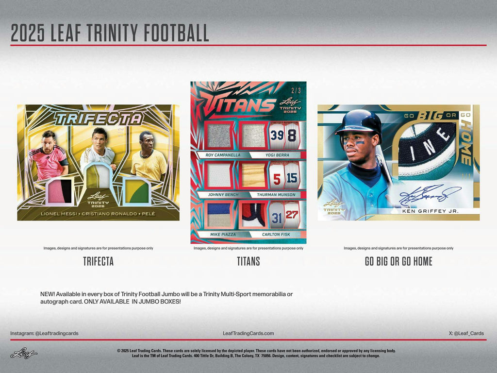 2025 Leaf Trinity Football Hobby Jumbo Box (12/5)