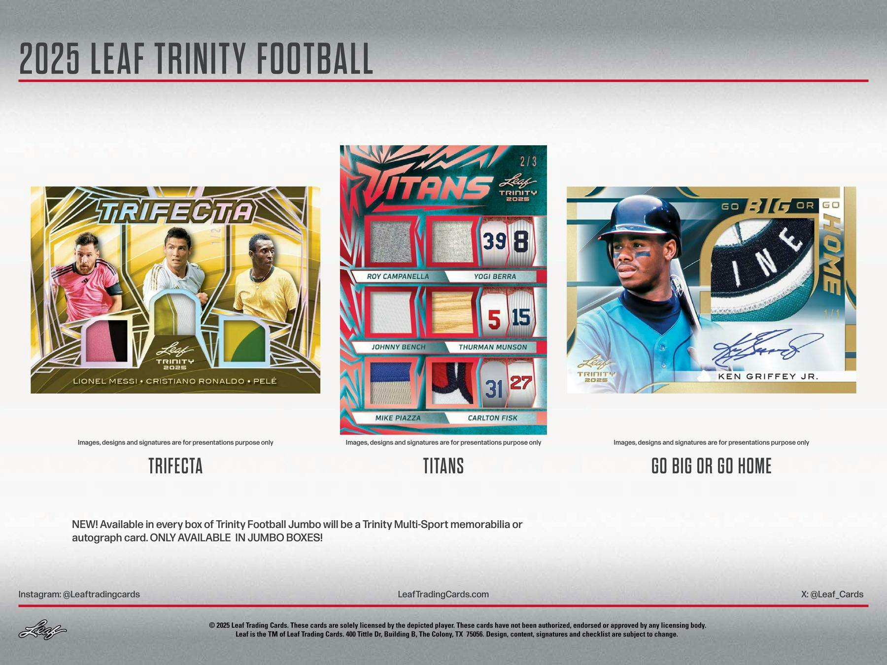 2025 Leaf Trinity Football Hobby Jumbo Box (12/5)