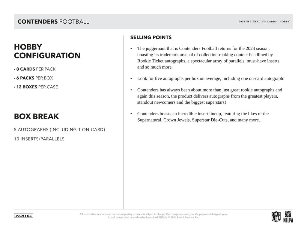 2024 Panini Contenders Football Hobby Pack (6/11)