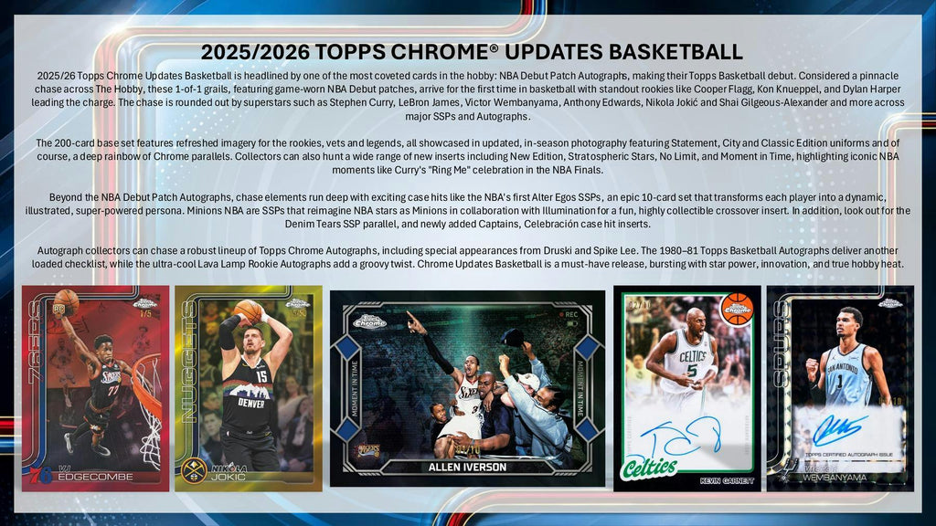 2025-26 Topps Chrome Update
Series Basketball Hobby Jumbo 8-Box Case (Presell 8/6)
