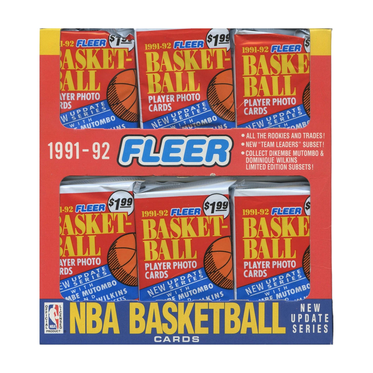 1991-92 Fleer Update Series NBA Basketball 18-Pack Jumbo Box
