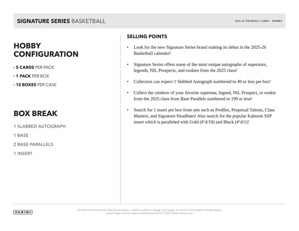 2025-26 Panini Signature Series Basketball Hobby Box
