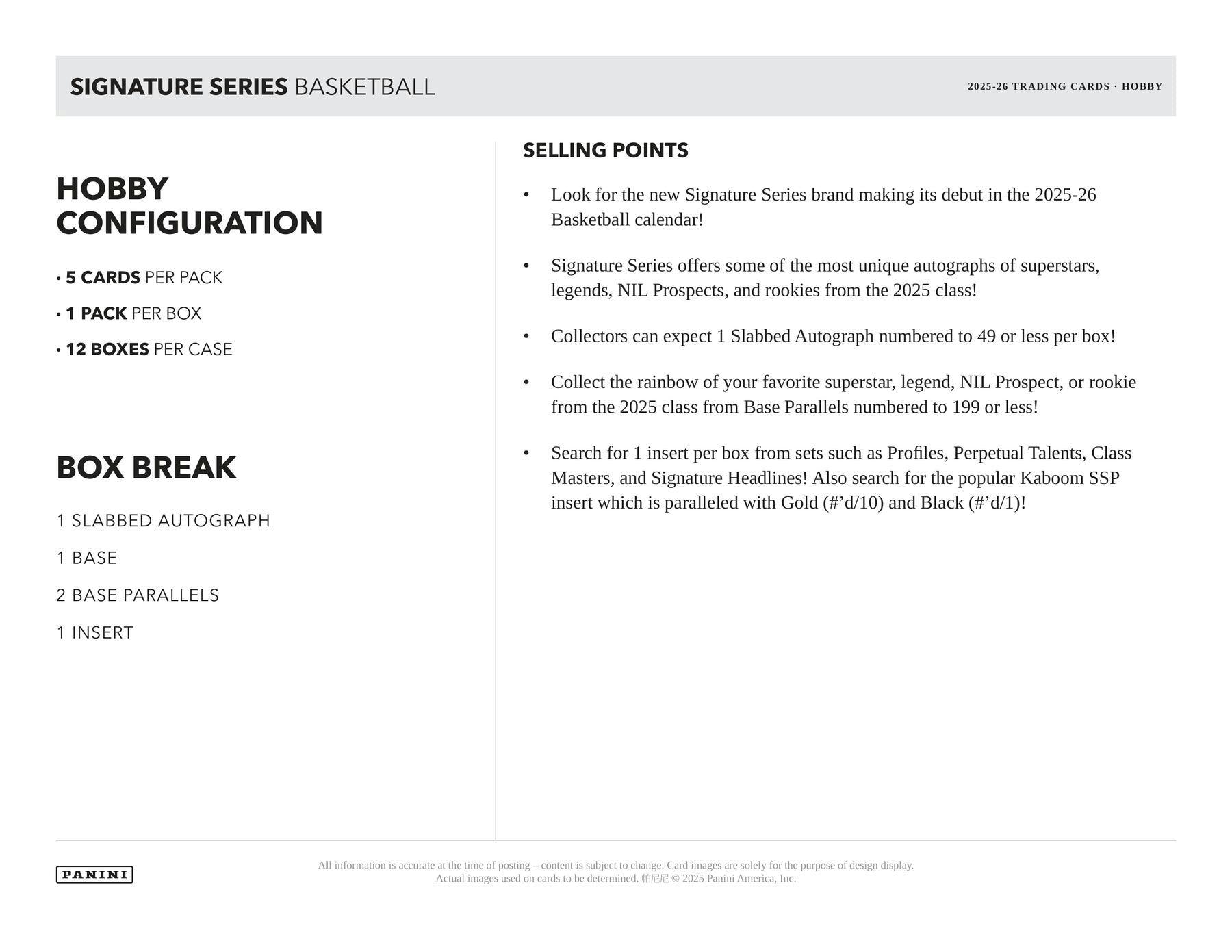 2025-26 Panini Signature Series Basketball Hobby Box
