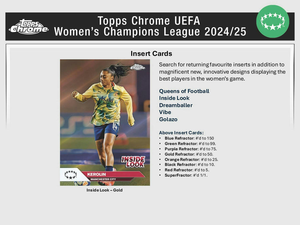 2024-25 Topps Chrome UEFA Women's Champions League Soccer Hobby Pack (1/2/26)
