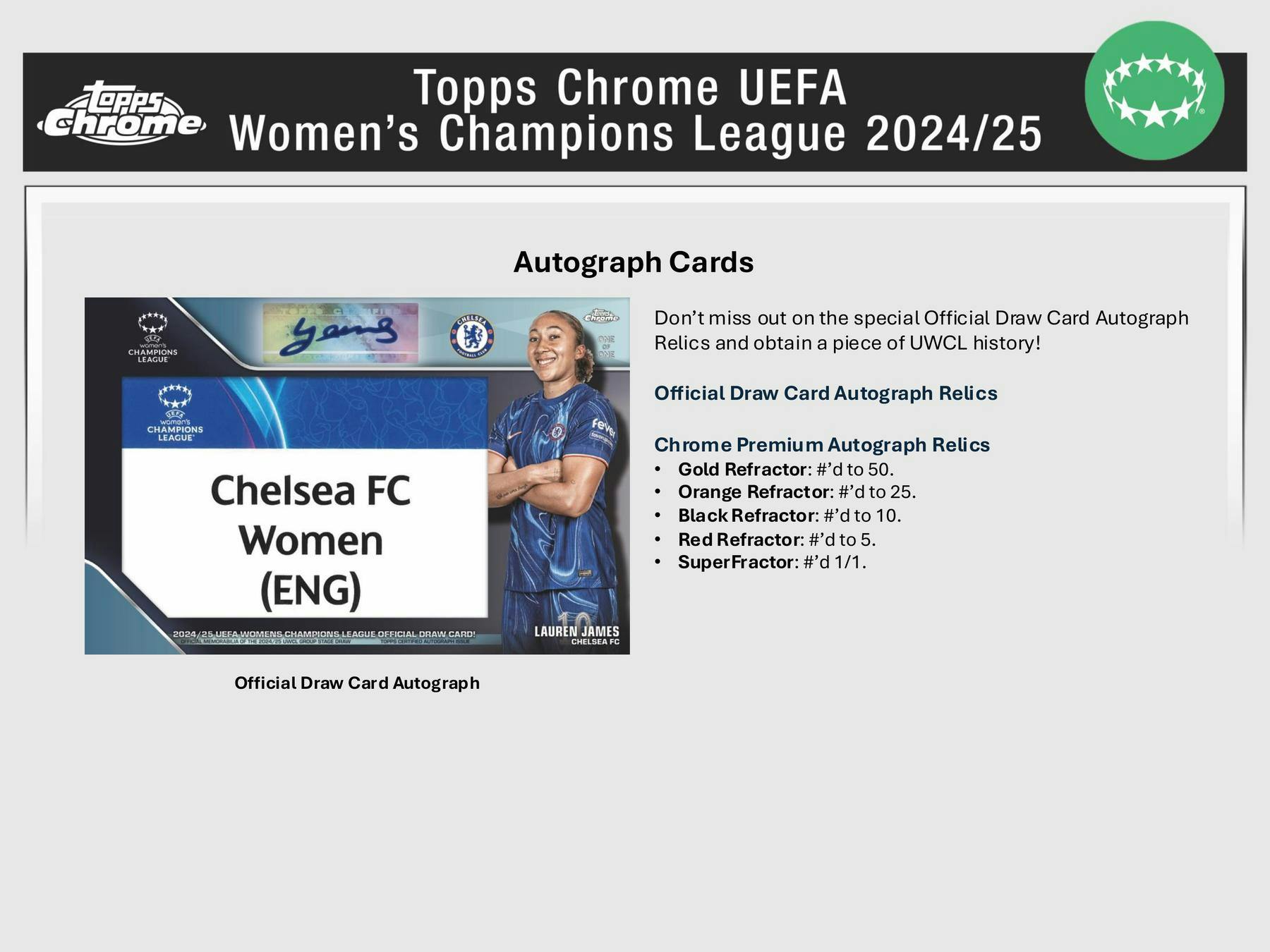 2024-25 Topps Chrome UEFA Women's Champions League Soccer Hobby Pack (1/2/26)