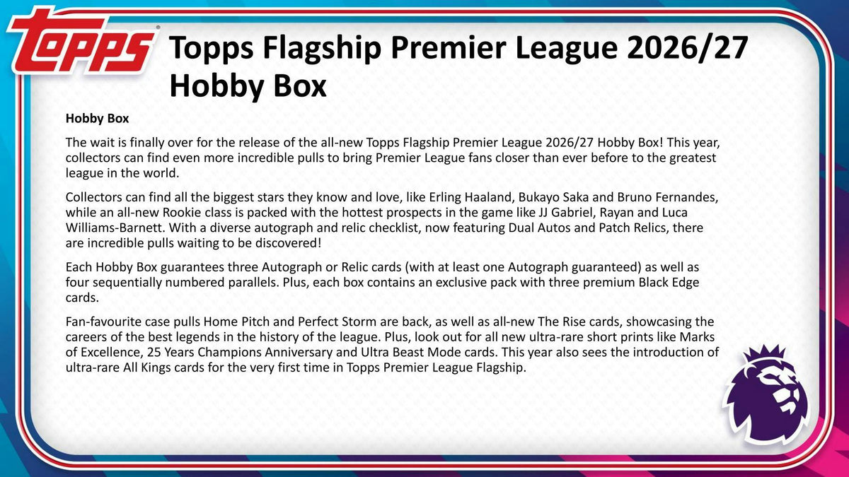 2026-27 Topps English Premier League Soccer Hobby Box (9/17)