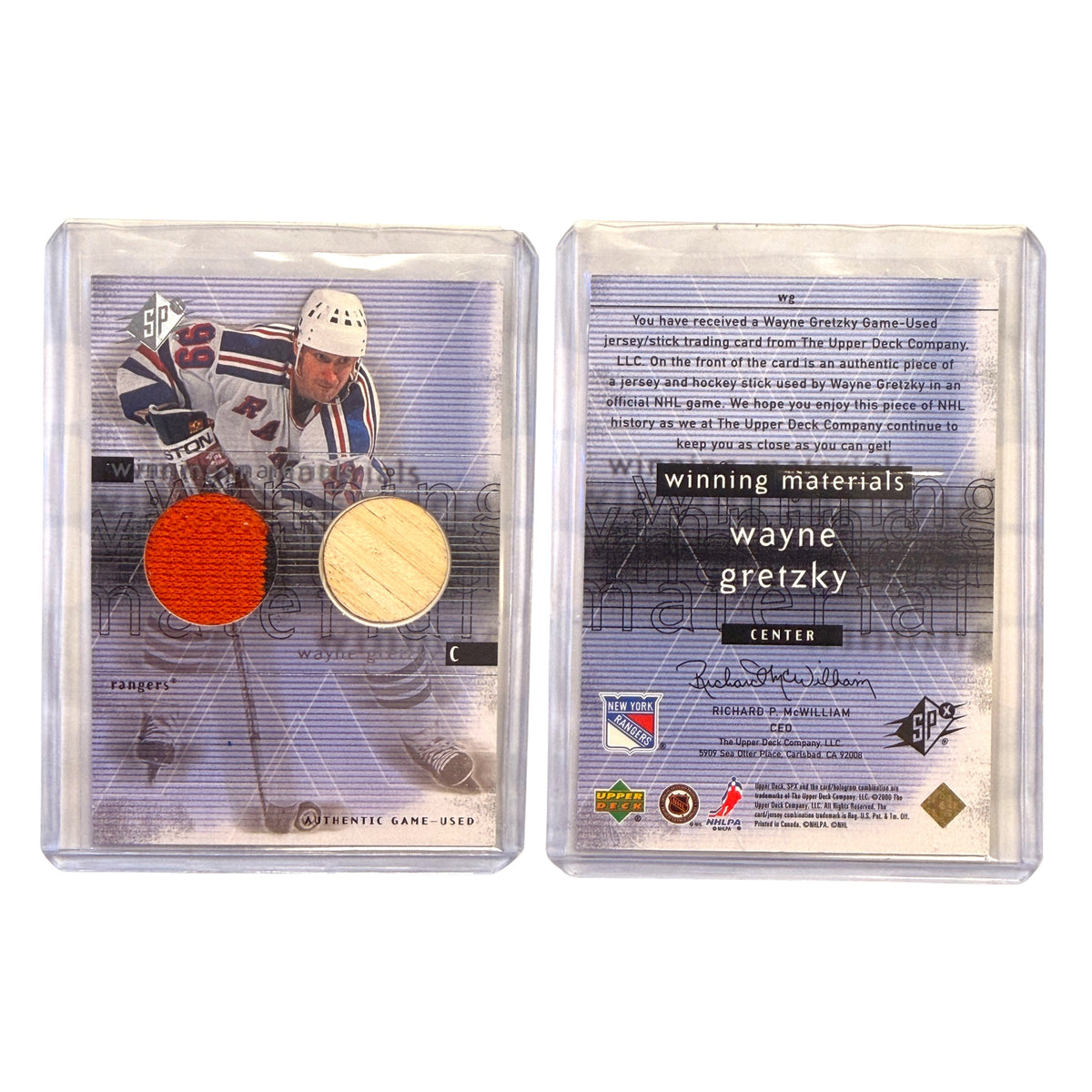 2000 SPx WINNING MATERIALS WG WAYNE GRETZKY JERSEY/STICK (JK)