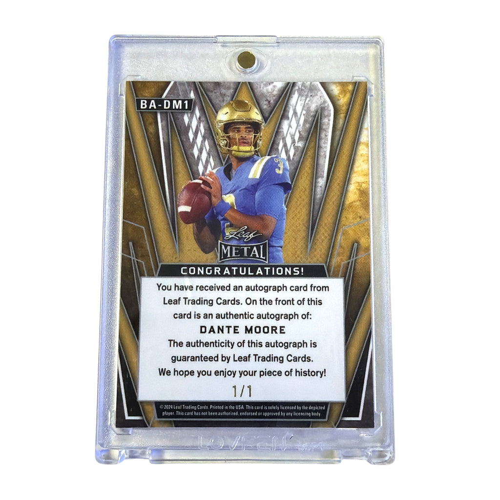 2024 LEAF METAL AUTOGRAPHS BADM1 DANTE MOORE PINK MOJO 1/1 (VN)