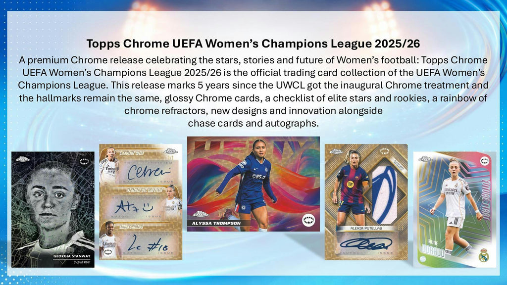 2025-26 Topps Chrome Women's UEFA Champions League Soccer Hobby 12-Box Case (Presell 6/18)