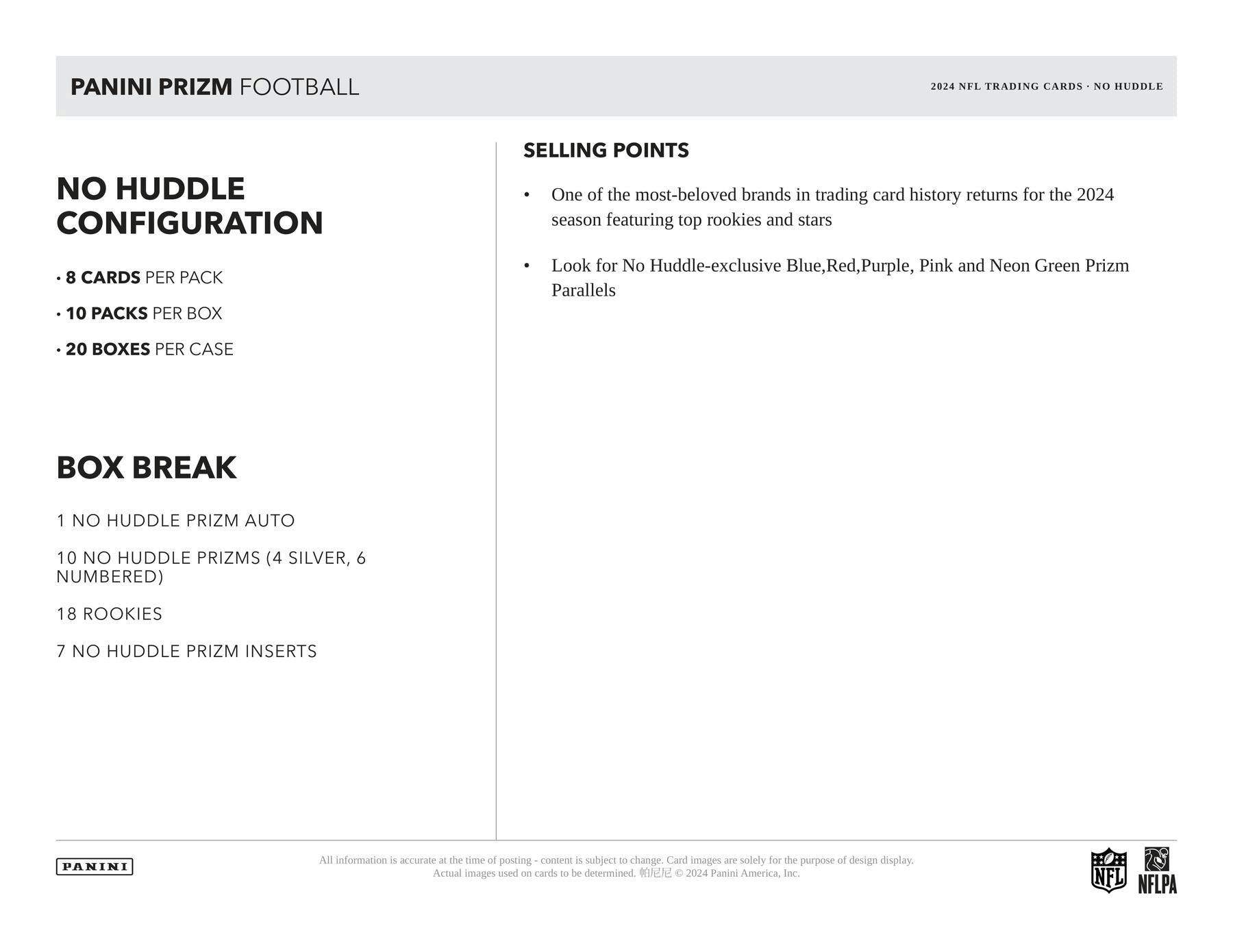 2024 Panini Prizm Football No Huddle Hobby Box