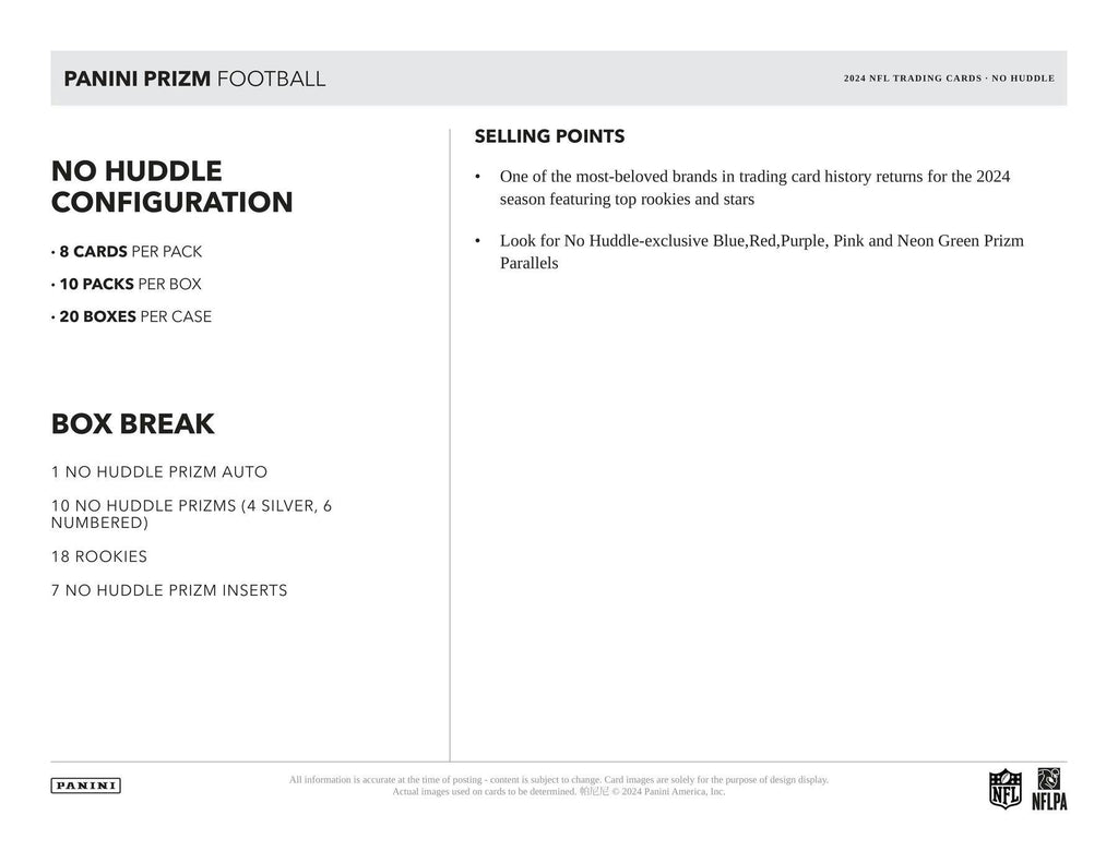 2024 Panini Prizm Football No Huddle Hobby Pack