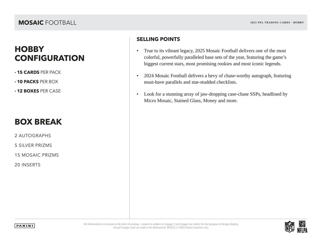 2025 Panini Mosaic Football Hobby Box (11/7)