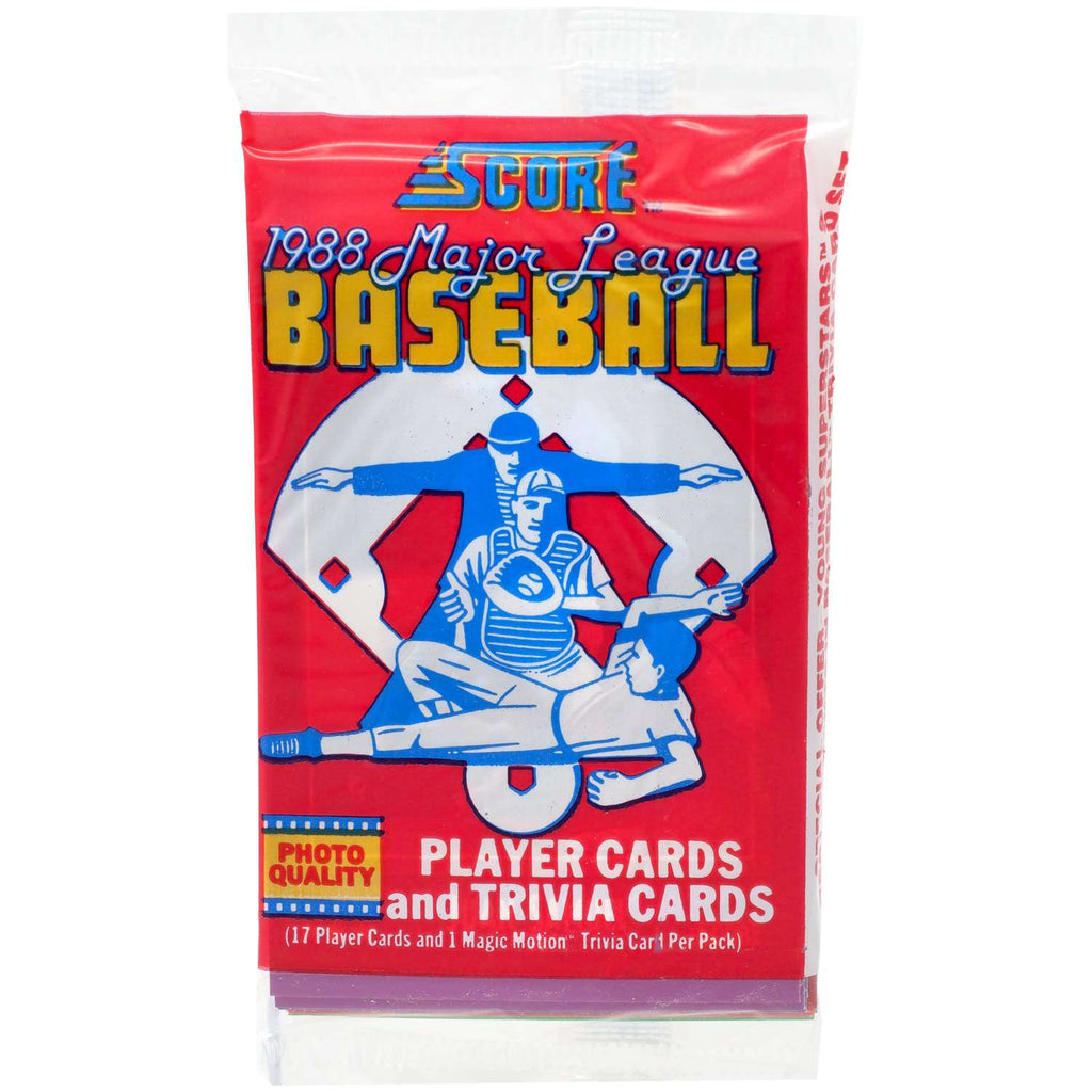 1988 Score MLB Baseball Cards 36-Pack Box with Magic Motion Trivia Cards