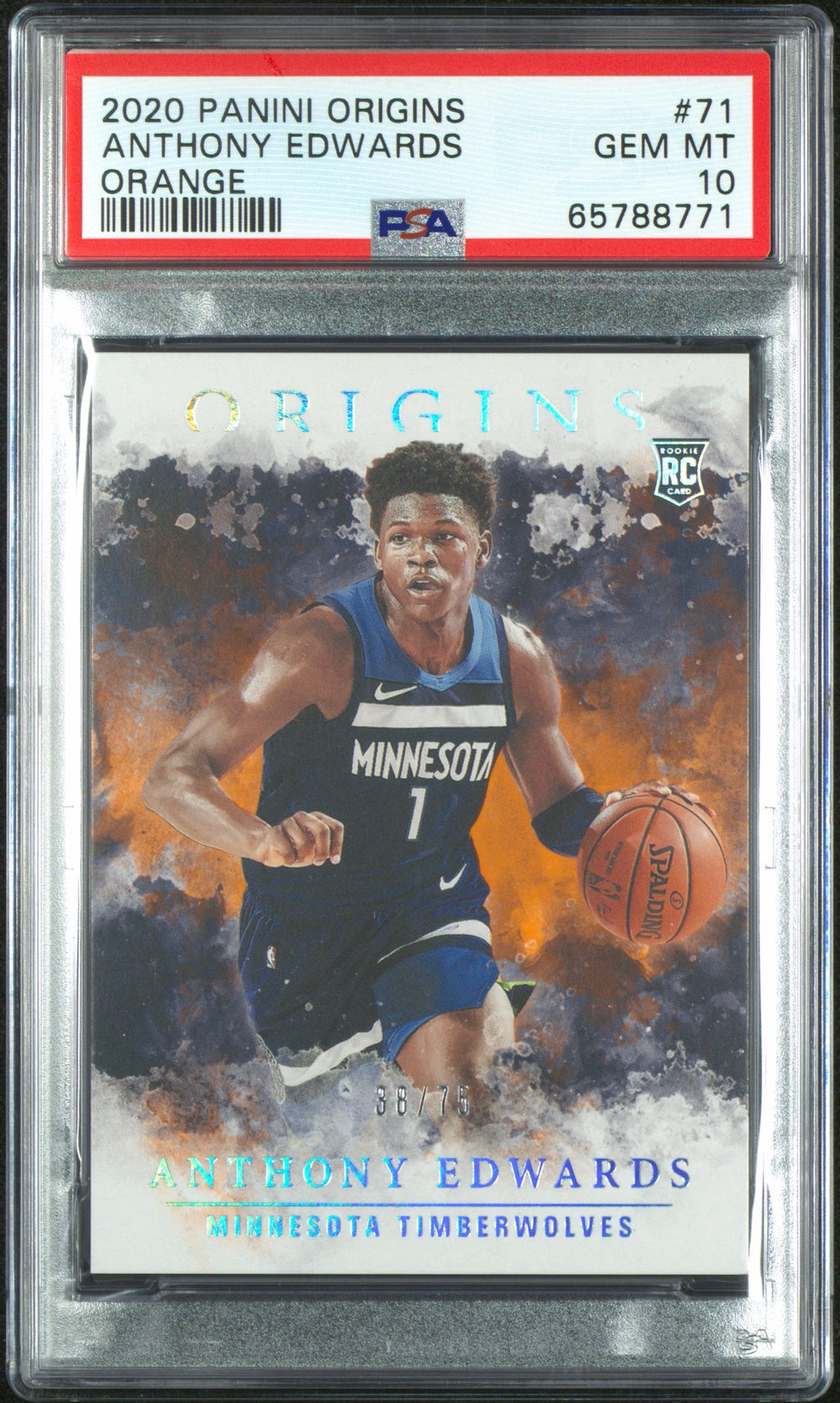 2020 PANINI ORIGINS #71 ANTHONY EDWARDS ORANGE PSA 10