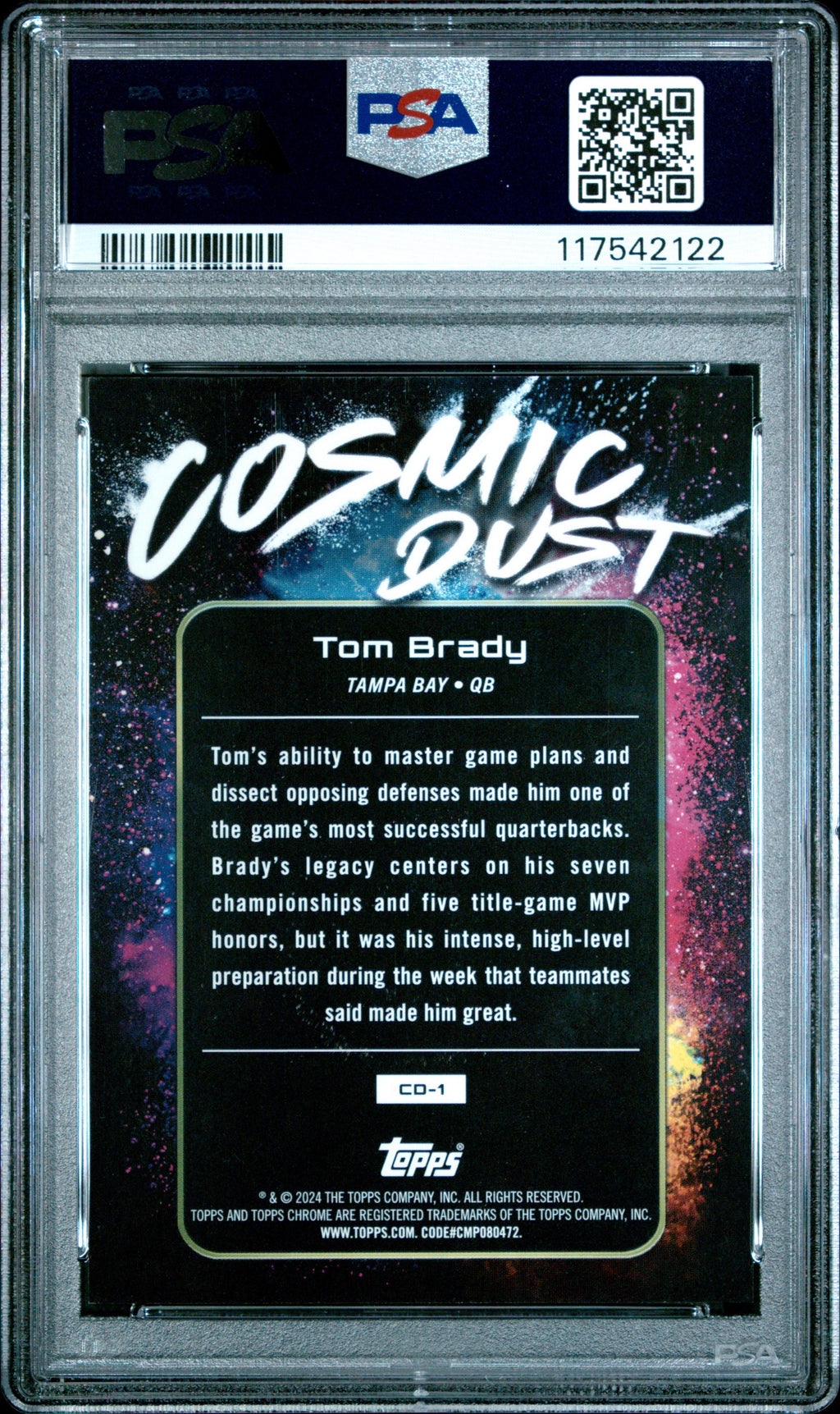 2024 TOPPS COSMIC CHROME COSMIC DUST #CD1 TOM BRADY PSA 10 GEM MINT