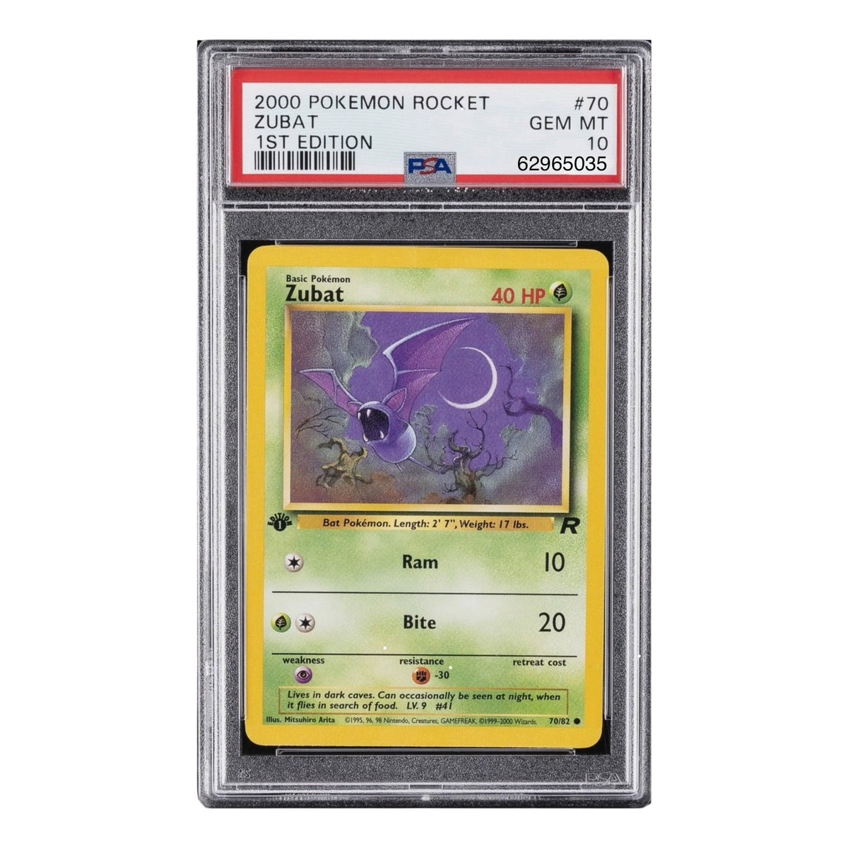 2000 POKEMON ROCKET #70 ZUBAT 1ST EDITION PSA 10