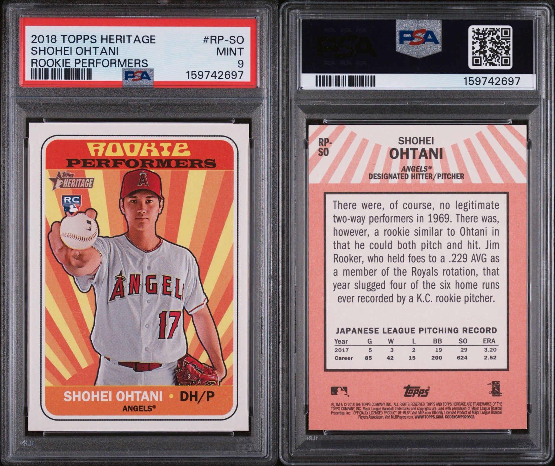 2018 TOPPS HERITAGE ROOKIE PERFORMERS #RP-SO SHOHEI OHTANI ROOKIE PERFORMERS