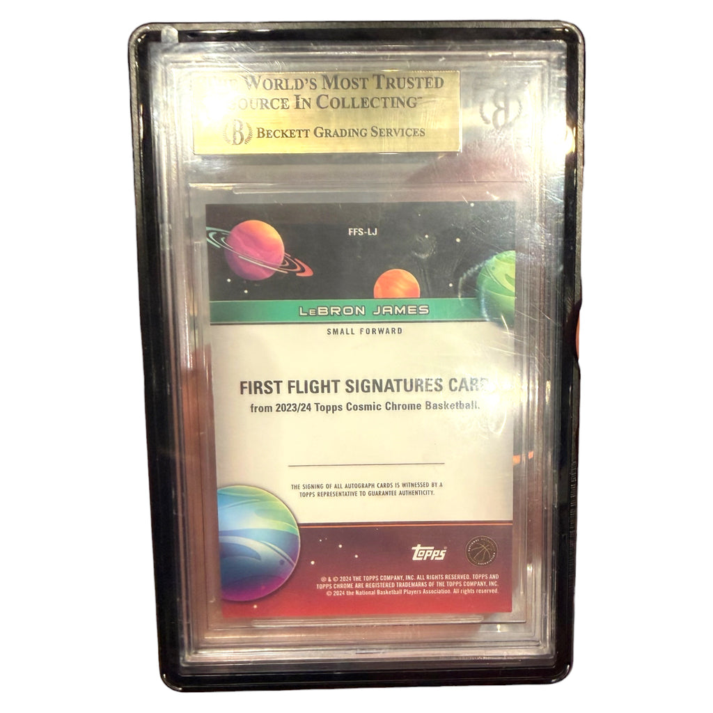 2023-24 Topps Cosmic Chrome LEBRON JAMES AUTO /10 BGS 9.5 First Flight Signatures Refractors Black Eclipse Refractor 10/10