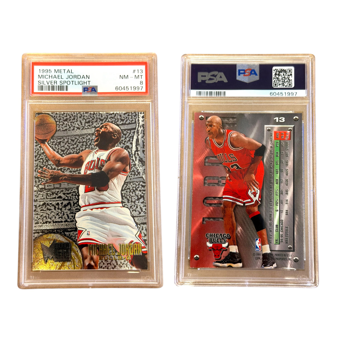 1995 METAL #13 MICHAEL JORDAN SILVER SPOTLIGHT PSA 8 NM-MT (AR)